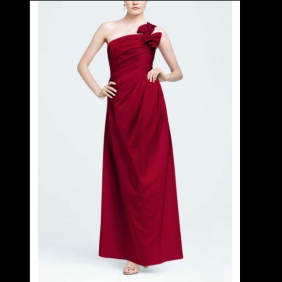 David’s Bridal Satin One Shoulder Plum Gown NWT 16 - Picture 8 of 8